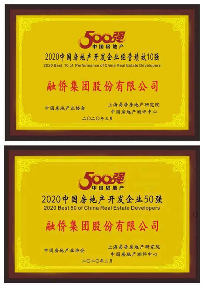  中房协公布：融侨集体荣膺2020中国房地产企业31强