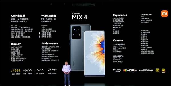 一张图看懂小米MIX 4：4999元起