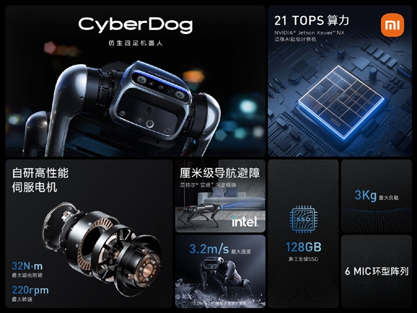 小米仿生四足呆板人CyberDog：定名“铁蛋”