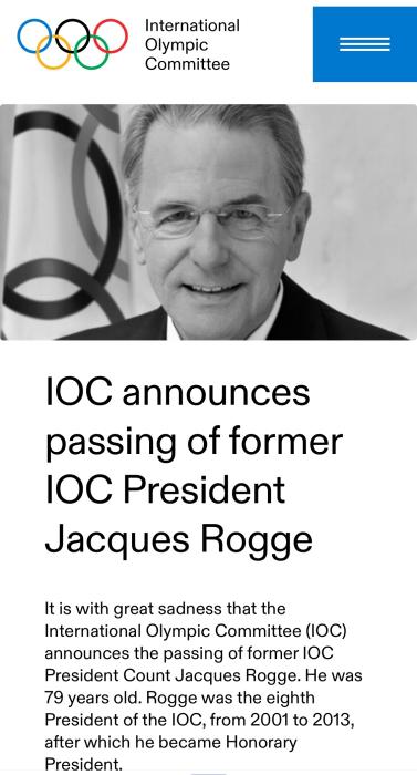 国际奥委会前主席罗格归天 曾高度评价北京奥运