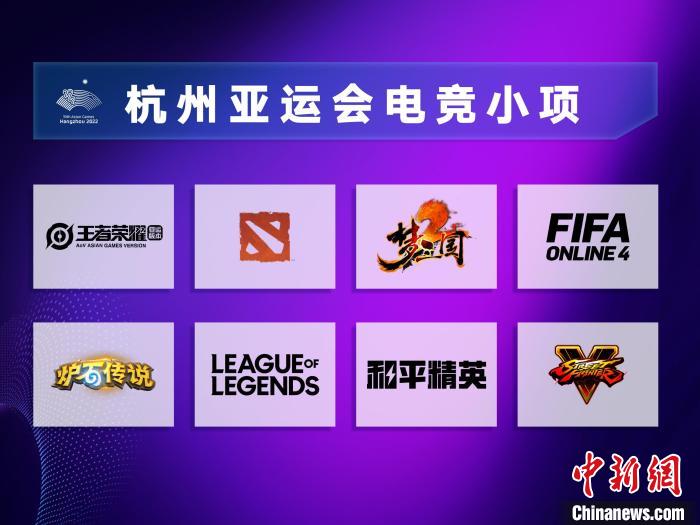 杭州亚运会电竞小项公布。　杭州亚组委供图