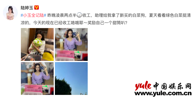 11陆婷玉微博-收工和菜狗 陆婷玉独家演员日记 小花的日常都在做什么?